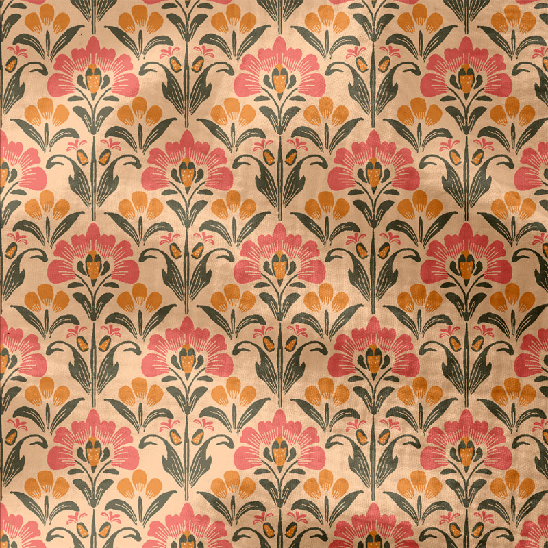 Printed Double Gauze SALIMA Bisque / Pink